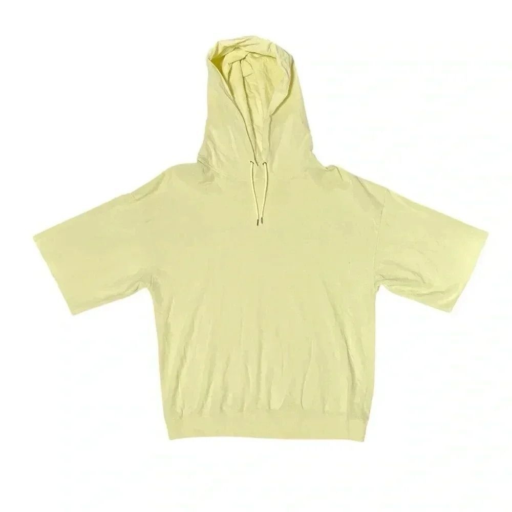 Journal Standard Mens Light Yellow Cut Off Sleeve Hooded Sweatshirt‎ Hoodie Sz S